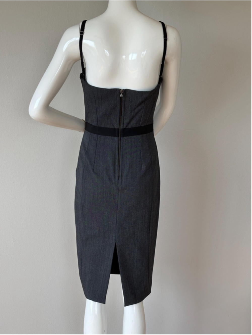 Vintage Dolce & Gabbana DG Grey Lace Corset Sheath Dress IT 38 XS Silk Look Penc - Picture 10 of 12